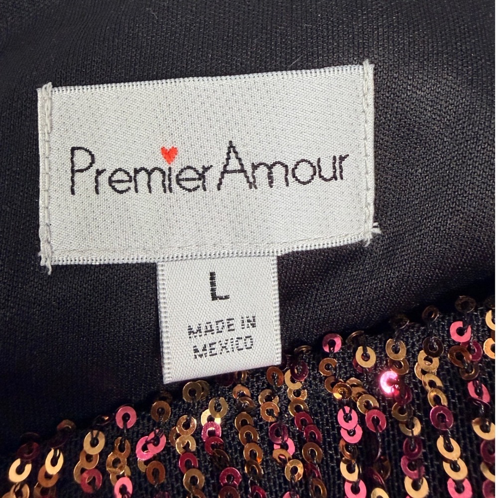 Premier Amour Sequin Top Womens L Burgundy Gold NWOT Ombre Long Sleeve Party - Picture 5 of 10